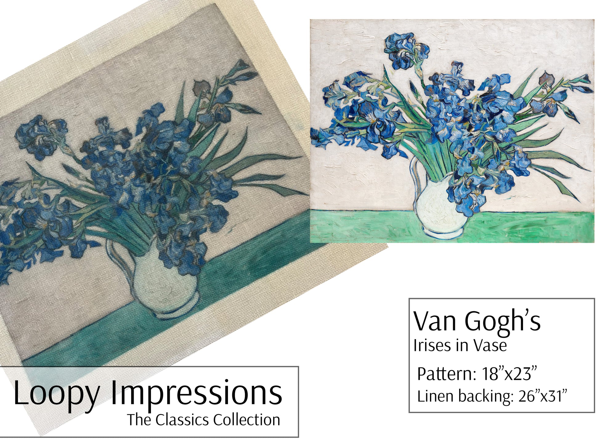 Loopy Impressions Irises in Vase