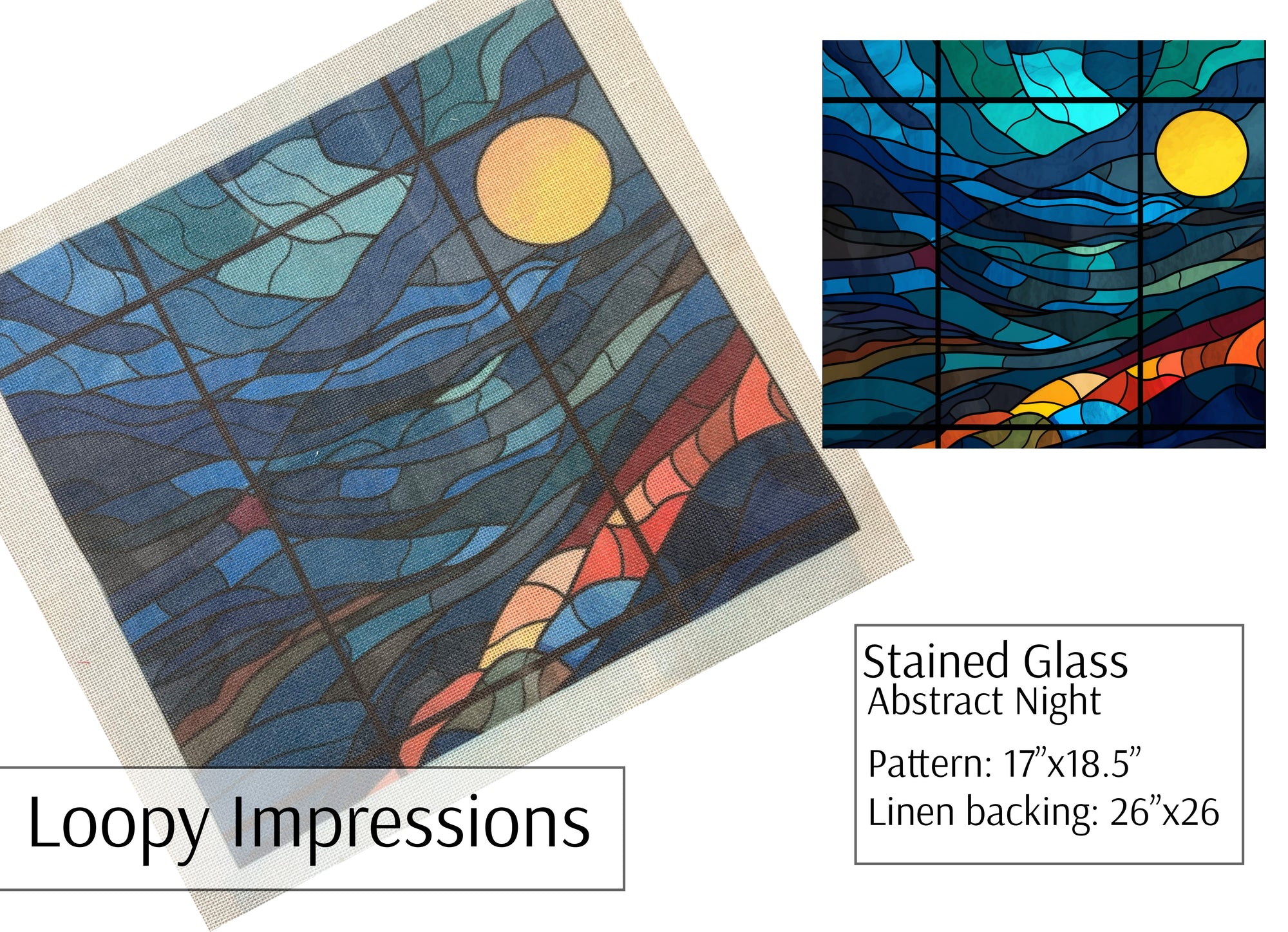 Loopy Impressions Pattern - Stained Glass Abstract Night