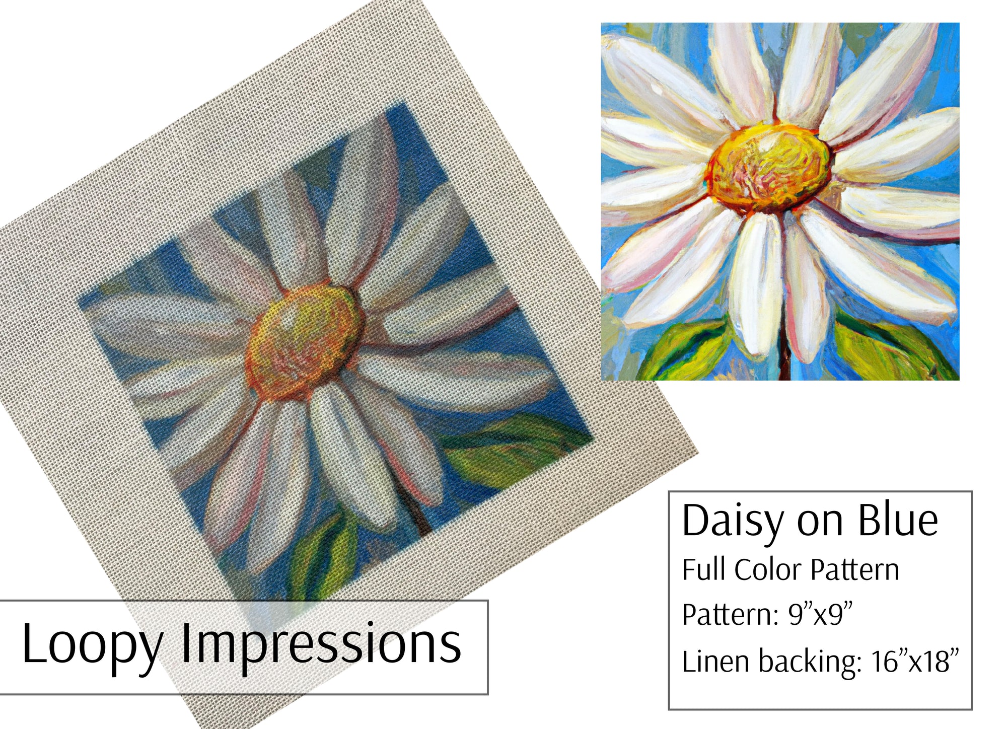 Loopy Impressions Pattern - Daisy on Blue