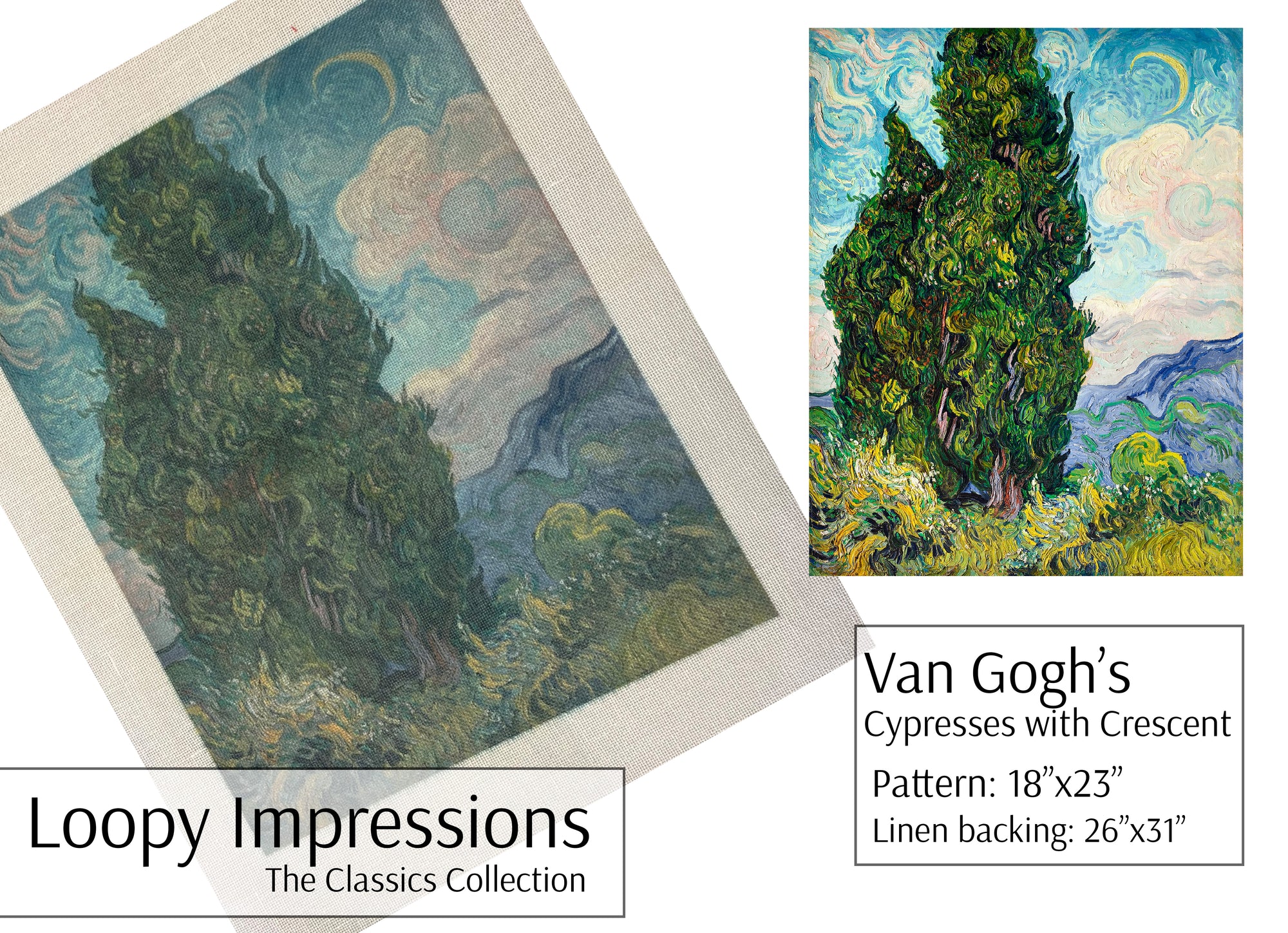 Loopy Impressions Van Gogh's Cypresses with Crescent