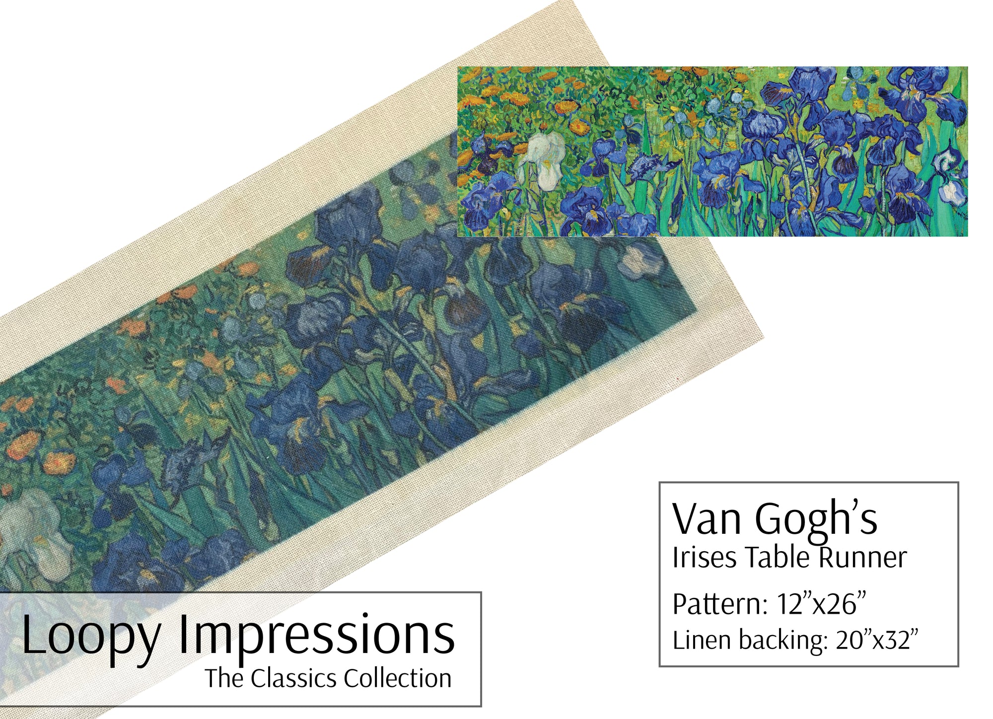 Loopy Impressions Van Gogh's Irises Table Runner