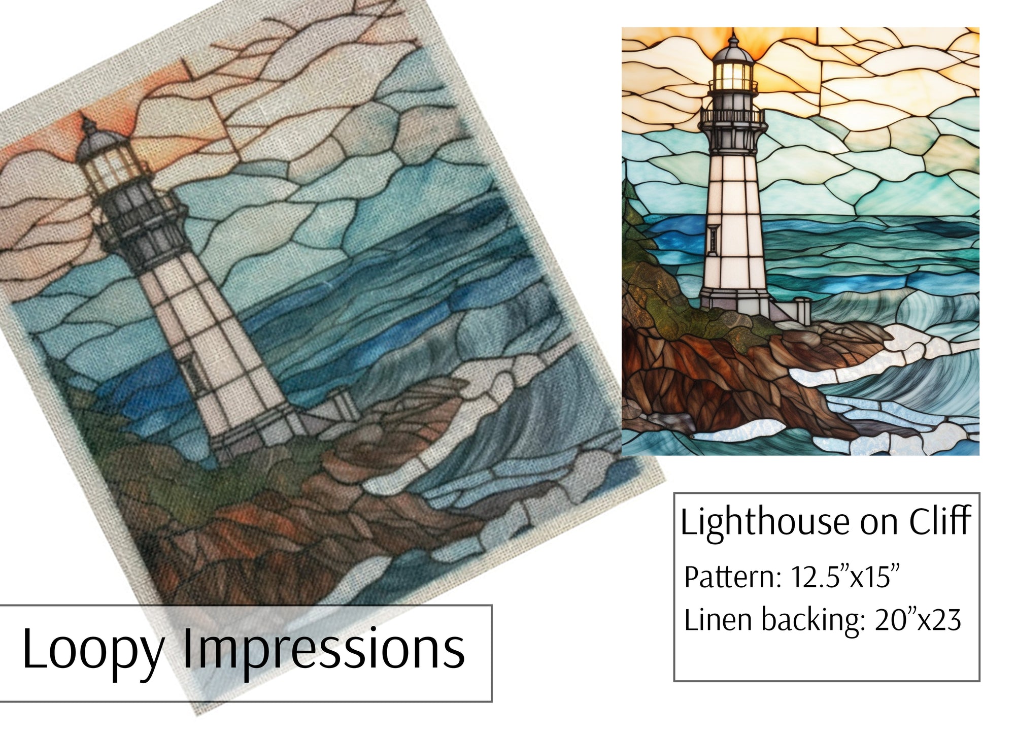 Loopy Impressions Pattern - Stained Glass Lighthouse on Cliff