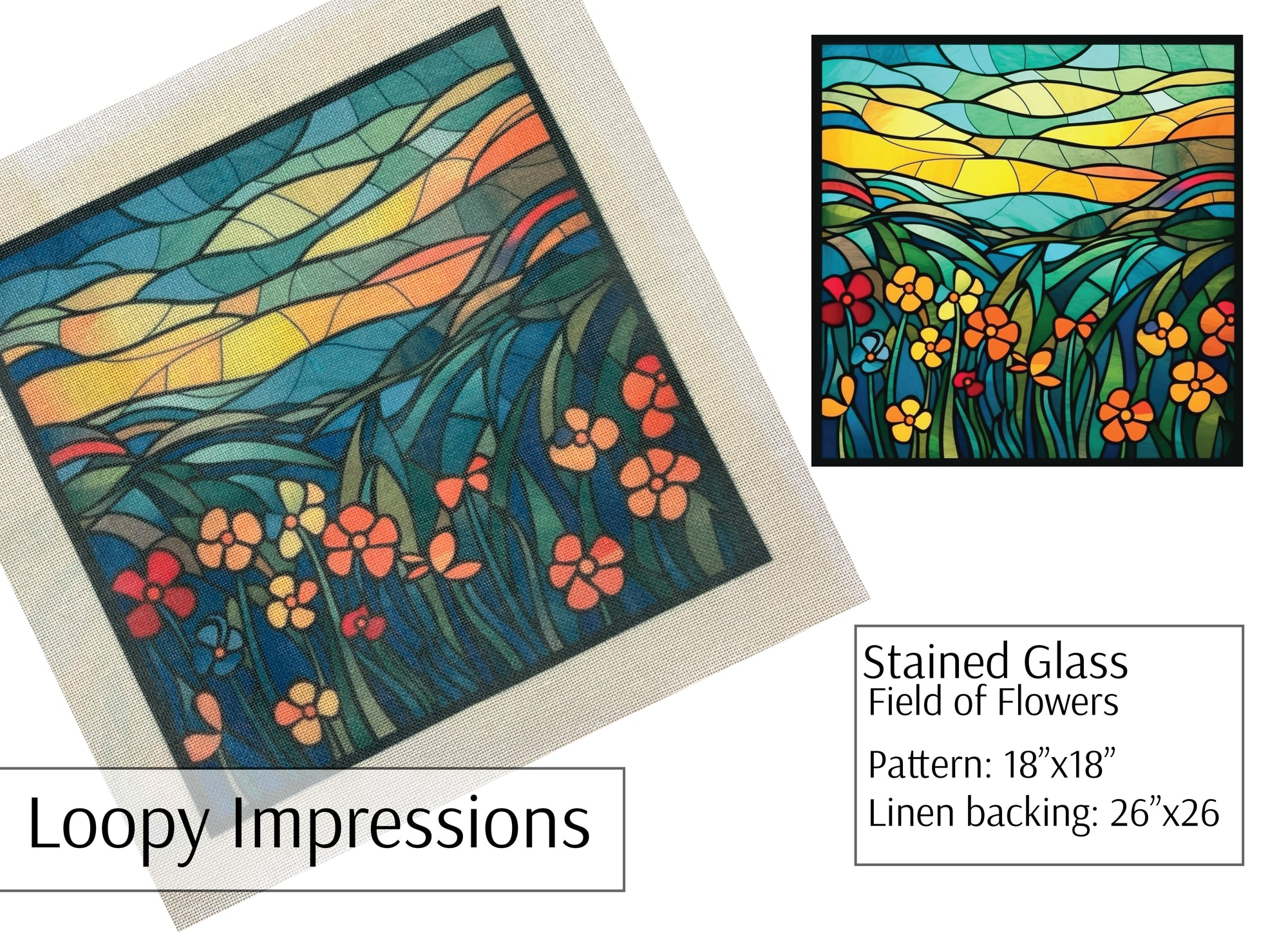 Loopy Impressions Full Color Pattern - Stained Glass Field of Flowers