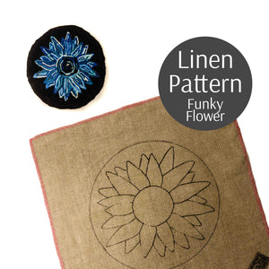 Flower Rug Hooking Pattern on Linen