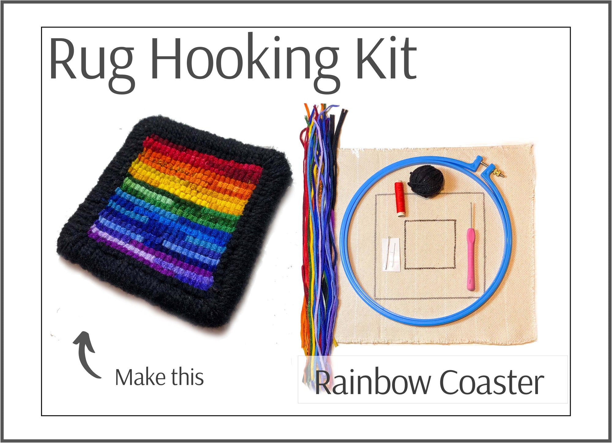 Rug Hooking Kit: Rainbow Coaster