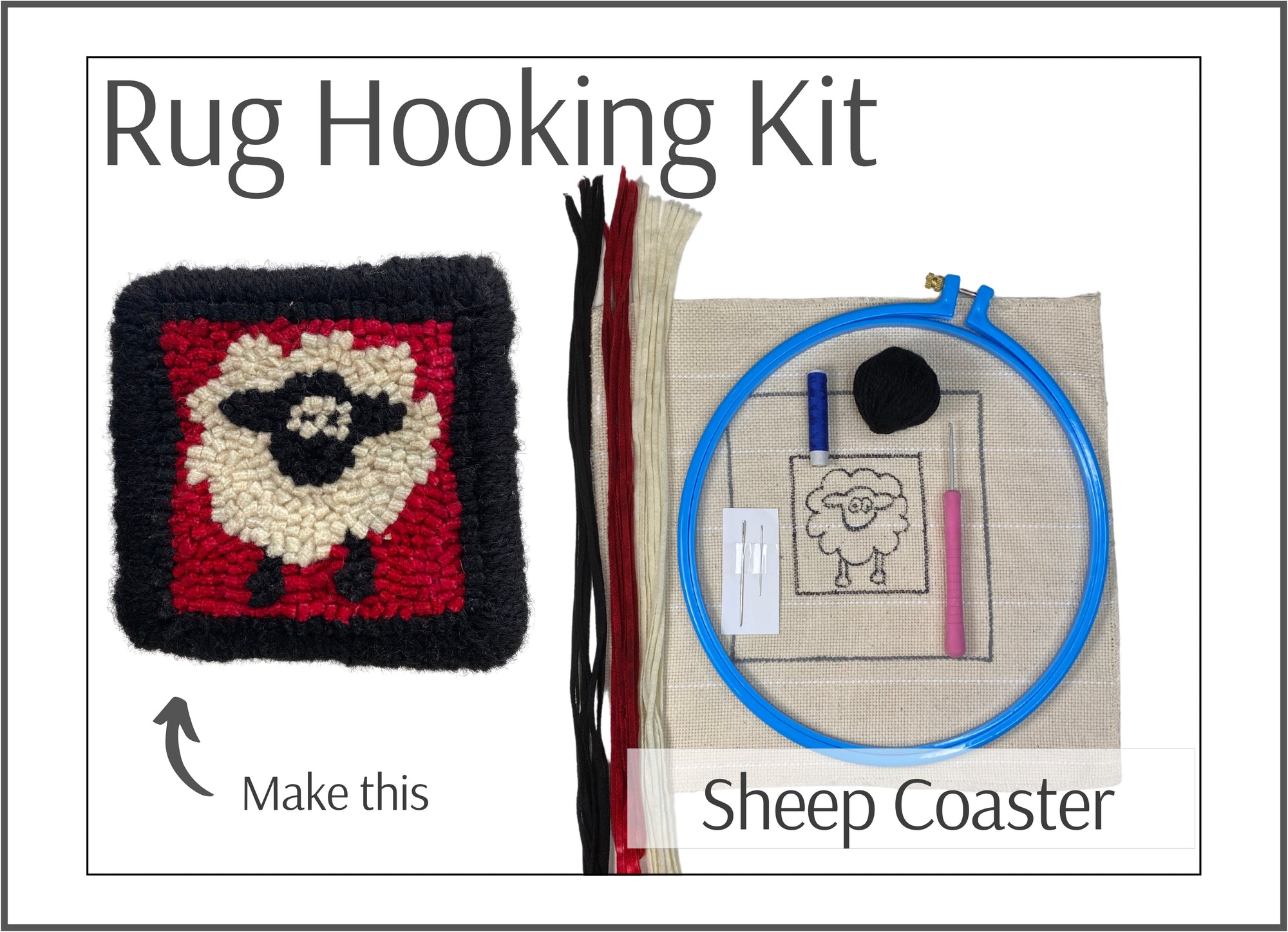 Rug Hooking Kit: Sheep Coaster