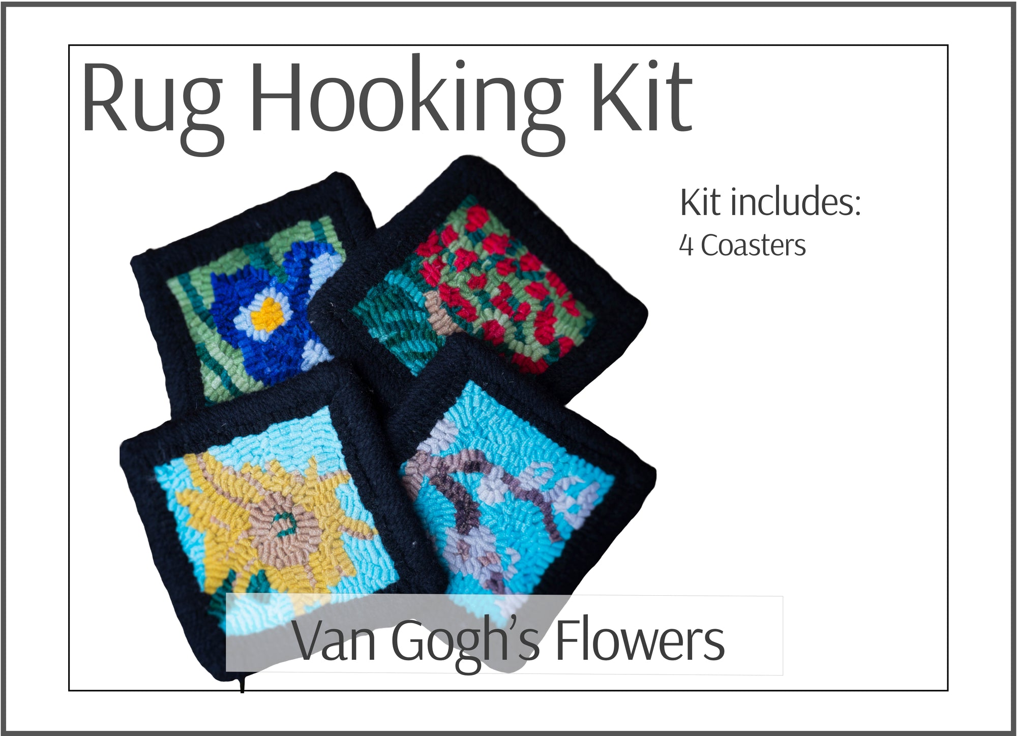 Van Gogh's Flowers Rug Hooking Kit - 4 Coasters