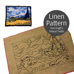Rug Hooking Pattern, Van Gogh's Wheatfield with Cypress, Linen Rug Hooking Pattern, 15x20 inches